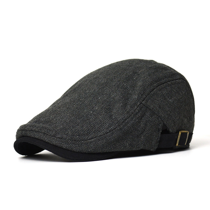 Men’s Fleece Lined Beret Hat – Warm Plaid Winter Flat Cap